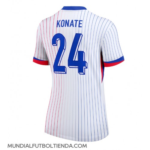 Camiseta Francia Ibrahima Konate #24 Segunda Equipación Replica Eurocopa 2024 para mujer mangas cortas